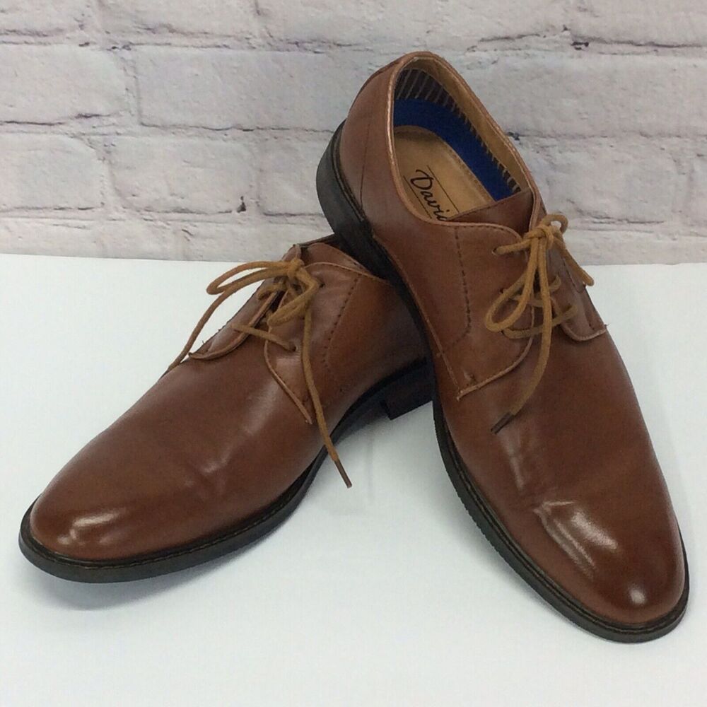 David Stone Oxford Shoes Men's Sz 10 Brown Lace Up Business Casual Vegan Leather